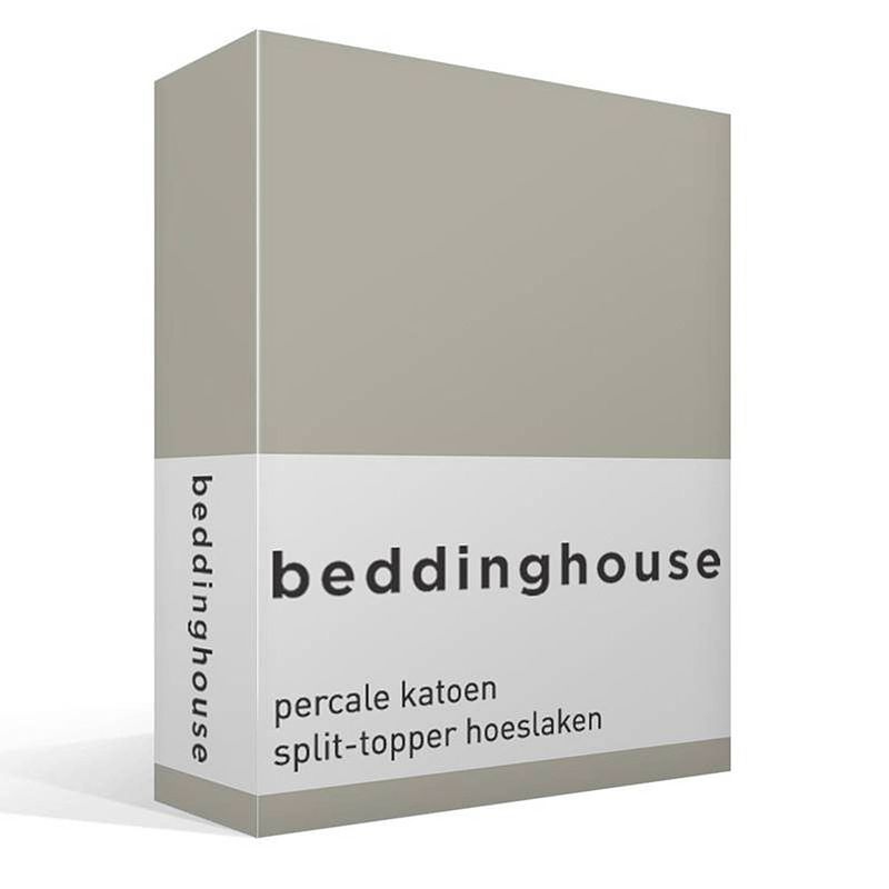 Foto van Beddinghouse percale katoen split-topper hoeslaken - 100% percale katoen - lits-jumeaux (160x200 cm) - sand