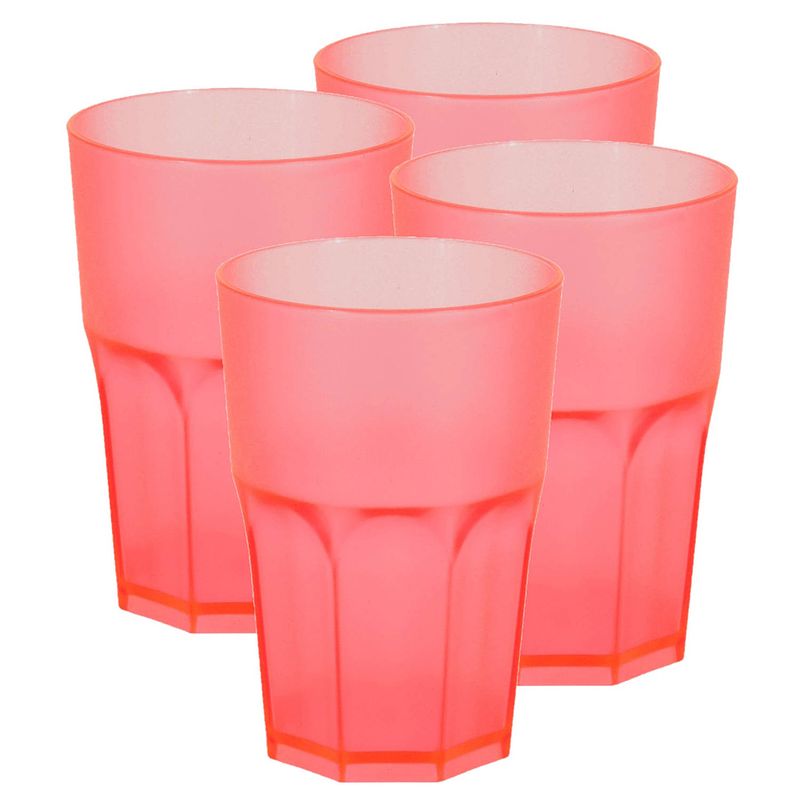 Foto van 4x stuks kunststof drinkbekers 430 ml rood - bekers