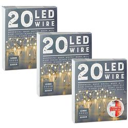 Foto van Cepewa set van 3x stuks draadverlichting lichtsnoer met 20 lampjes warm wit op batterij 220 cm met t - lichtsnoeren