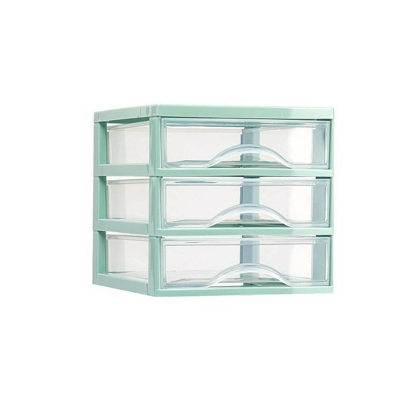 Foto van Plasticforte ladeblokje/bureau organizer 3x lades - mintgroen/transparant - l18 x b21 x h17 cm - plastic - ladeblok