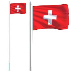 Foto van Vidaxl vlag met vlaggenmast zwitserland 6,23 m aluminium
