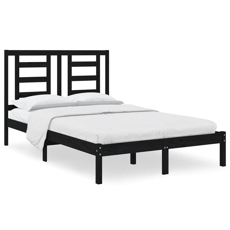 Foto van The living store houten bedframe - bedframe - 205.5 x 125.5 x 31 cm - zwart