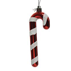 Foto van 2x kerstboomhangers rood/witte zuurstokken 12 cm kerstversiering - kersthangers