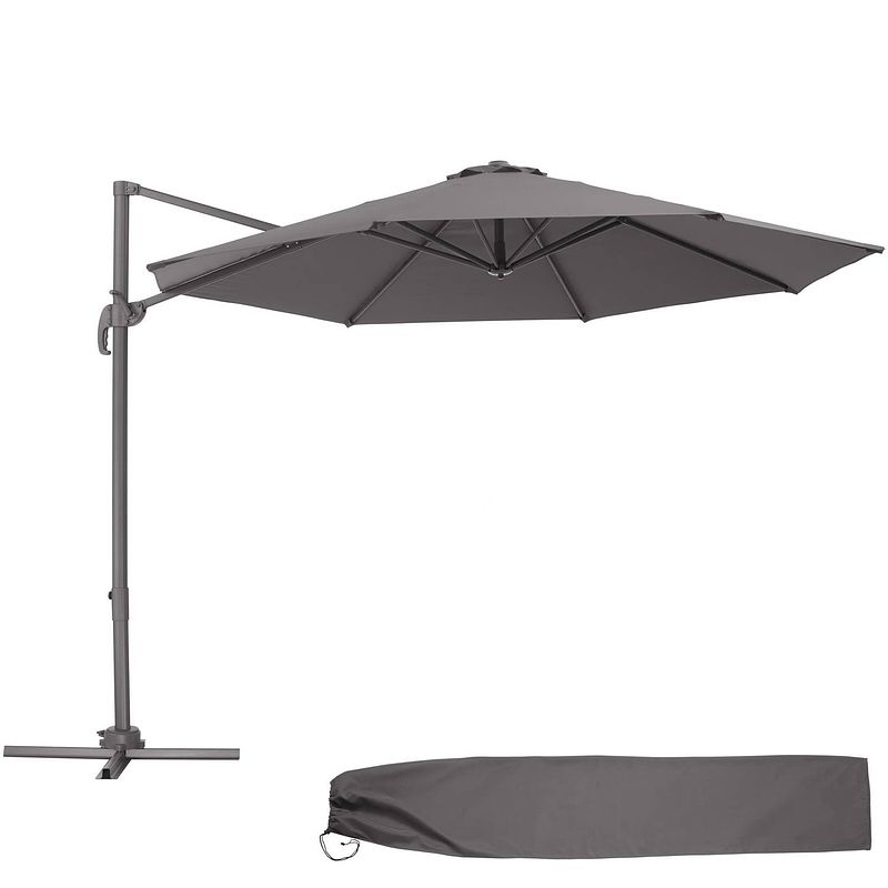 Foto van Tectake® - zweefparasol - draaibaar - grijs - 403789