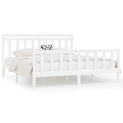 Foto van The living store houten bedframe - massief grenenhout - multiplex lattenbodem - comfortabel hoofdeinde - 205.5 x 186 x