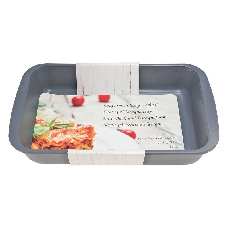 Foto van 1x grijze rechthoekige glazen ovenschalen 1,8 liter 29,5 x 18 x 5 cm - ovenschalen