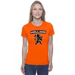 Foto van Oranje holland supporter shirt met zwarte leeuw dames - oranje fan/ supporter kleding xs