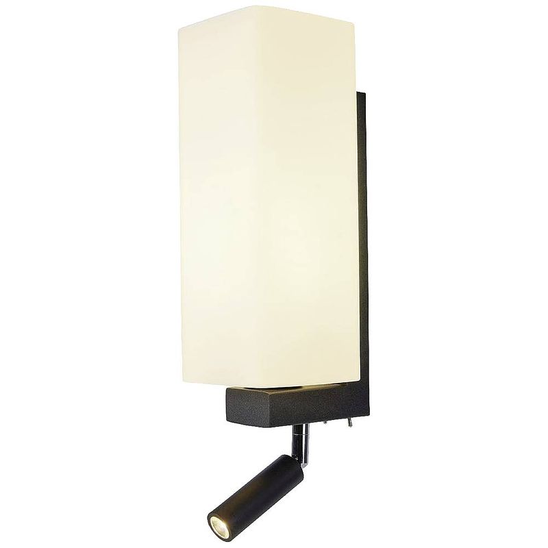 Foto van Slv quadrass spot 1003428 led-wandlamp e27 2 w zwart