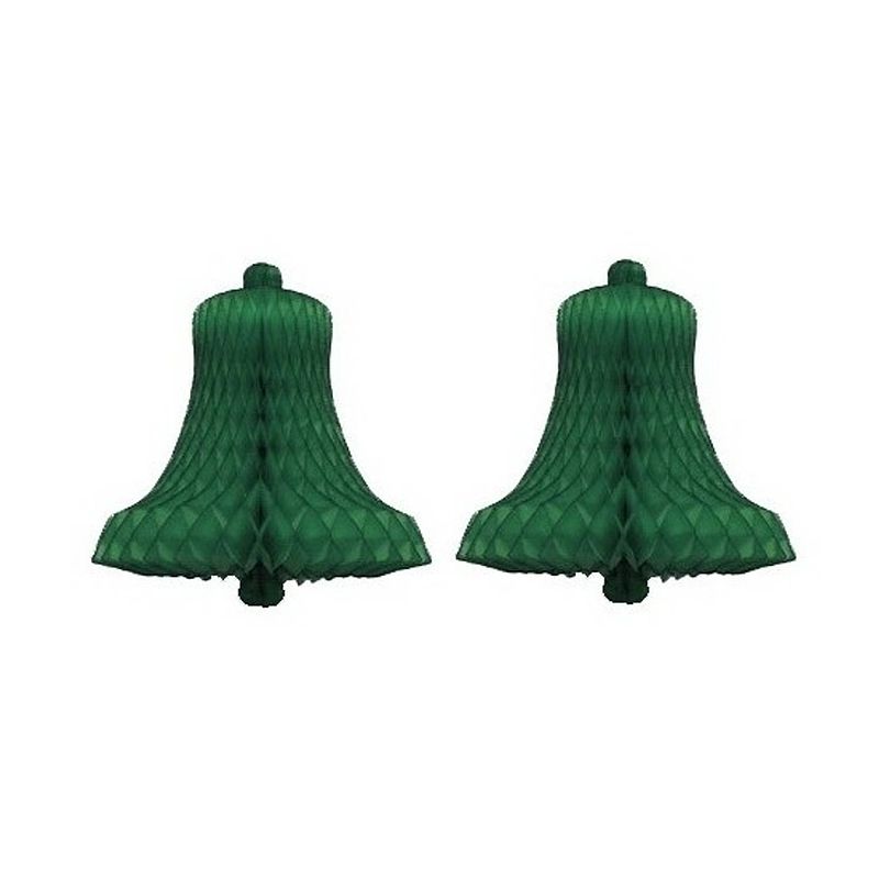 Foto van 2x decoratie kerst versiering kerstklok groen 50 cm - hangdecoratie