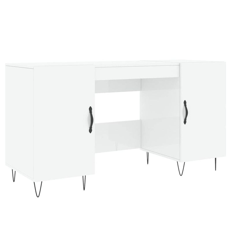 Foto van The living store bureau - bureau - 140 x 50 x 75 cm - hoogglans wit