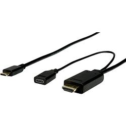 Foto van Roline usb-c / hdmi adapterkabel usb-c stekker, hdmi-a stekker 1.00 m zwart 11.04.5950 usb-c-displaykabel