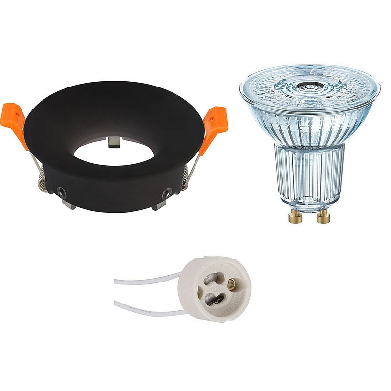 Foto van Led spot set - osram parathom par16 940 36d - gu10 fitting - dimbaar - inbouw rond - mat zwart - 5.5w - natuurlijk wit