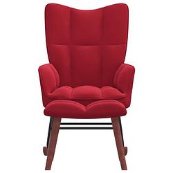 Foto van The living store schommelfauteuil met voetenbank - fluweel - wijnrood - 61 x 78 x 98 cm