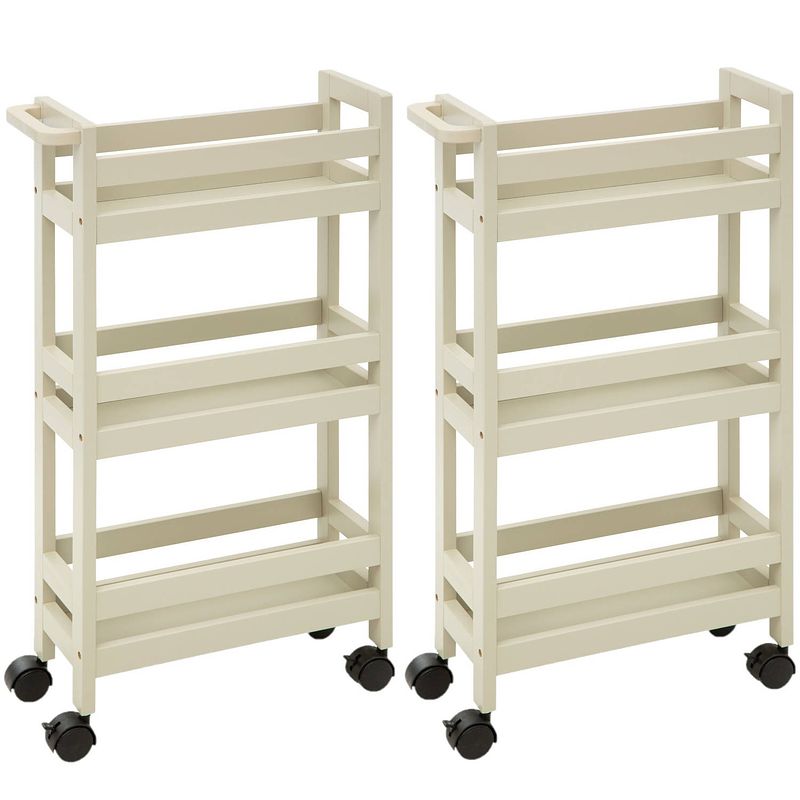 Foto van 5five keukentrolley - 2x - 3-laags - creme wit - d15 x b40 x h75 cm - opberg trolley