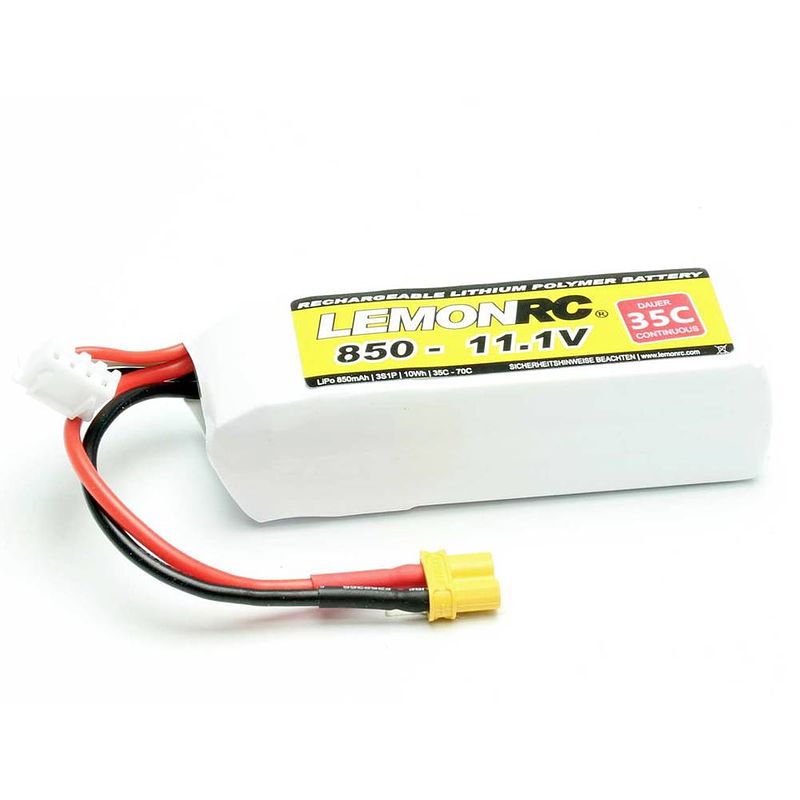 Foto van Lemonrc lipo accupack 11.1 v 850 mah aantal cellen: 3 35 c softcase xt30