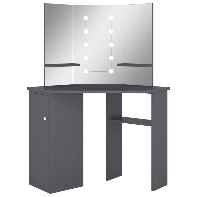 Foto van The living store kaptafel modern grijs - 111x54x141.5 cm - mdf - met usb-aansluiting