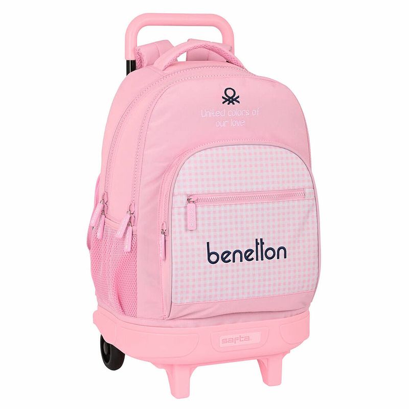 Foto van Schoolrugzak met wielen benetton vichy roze (33 x 45 x 22 cm)