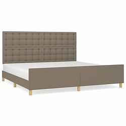 Foto van Vidaxl bedframe met hoofdeinde stof taupe 200x200 cm