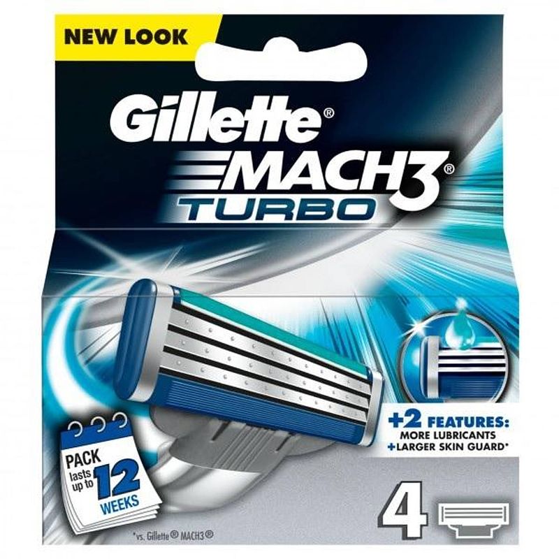 Foto van Gillette mach 3 turbo scheermesjes - 4 stuks