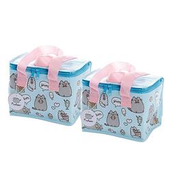 Foto van 2x stuks kleine lunch koeltas pusheen de kat print 21 x 15 x 15 - 4,4 liter - koeltas