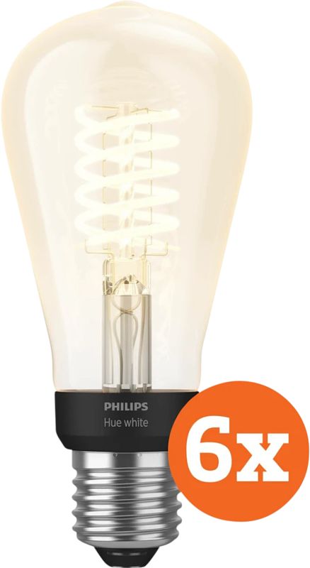 Foto van Philips hue filamentlamp white edison e27 6-pack