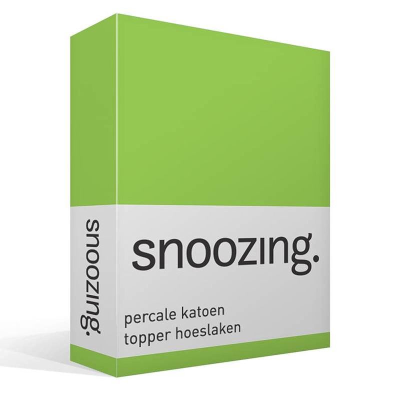 Foto van Snoozing - topper - hoeslaken - 180x200 cm - percale katoen - lime