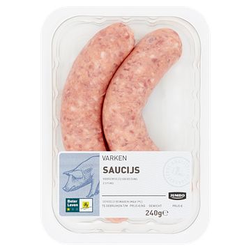 Foto van Jumbo varken saucijs 2 stuks 240g