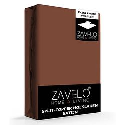 Foto van Zavelo splittopper hoeslaken satijn bruin-lits-jumeaux (180x220 cm)