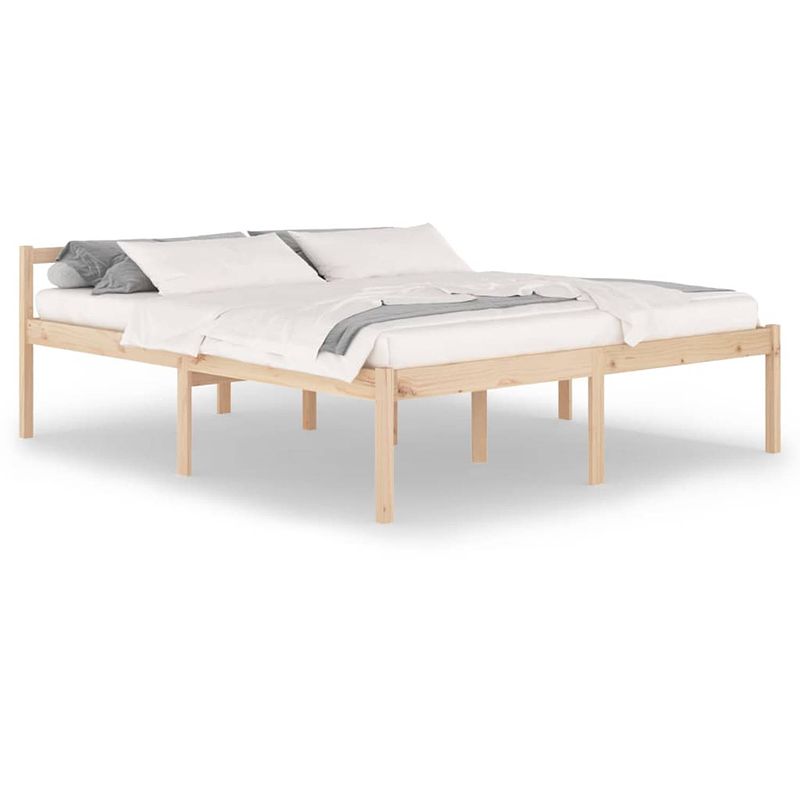 Foto van The living store bedframe king size - massief grenenhout - 205.5 x 185.5 x 70.5 cm - onbehandeld