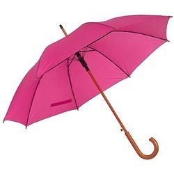 Foto van Roze paraplu met houten handvat 103 cm - paraplu's