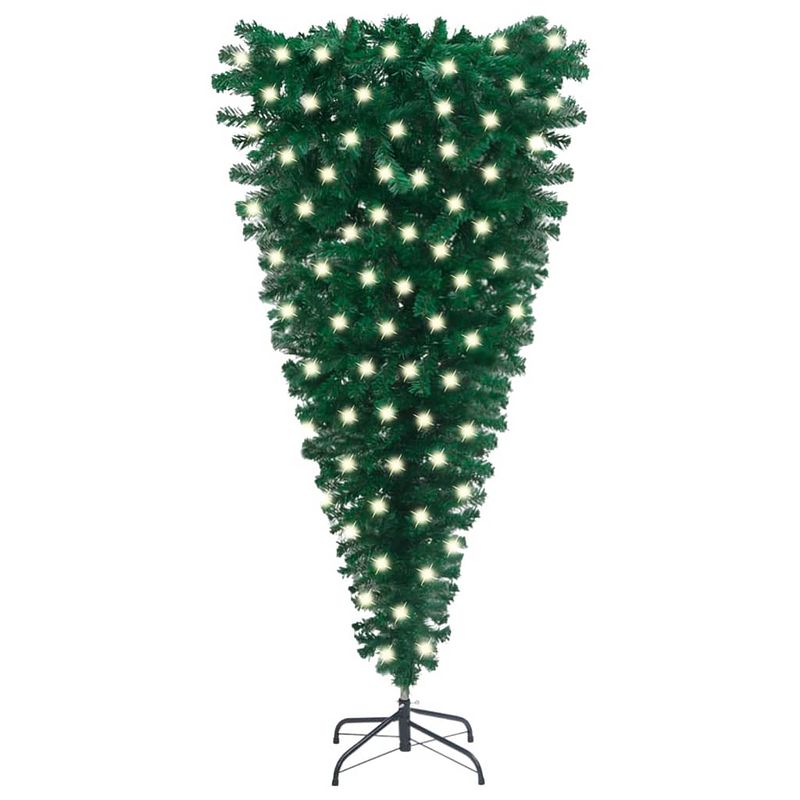 Foto van Vidaxl kunstkerstboom ondersteboven met led's 150 cm groen