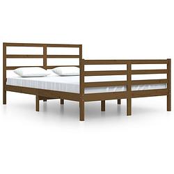 Foto van The living store houten bedframe - niet vermeld - meubels - 205.5 x 145.5 x 100 cm - honingbruin