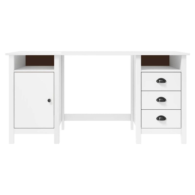 Foto van The living store hill bureau - wit - 150 x 50 x 74 cm - massief grenenhout