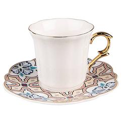 Foto van Clayre & eef kop en schotel 95 ml wit porselein servies cadeau voor haar cappuccino wit servies cadeau voor haar