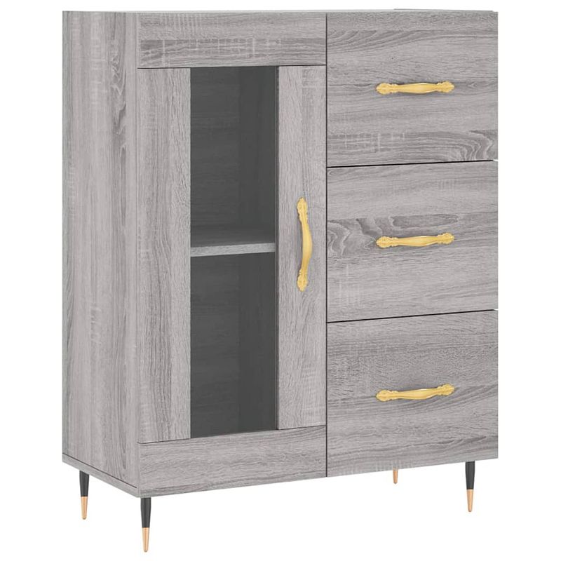 Foto van Vidaxl dressoir 69,5x34x90 cm bewerkt hout grijs sonoma eikenkleurig