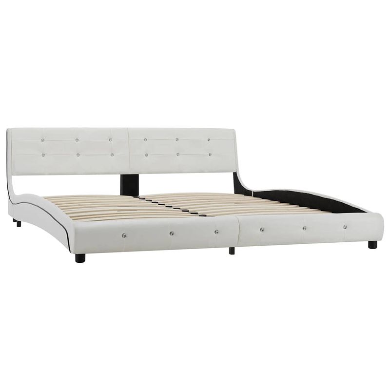 Foto van The living store bedframe classic - 180x200 cm - wit - ijzer en hout