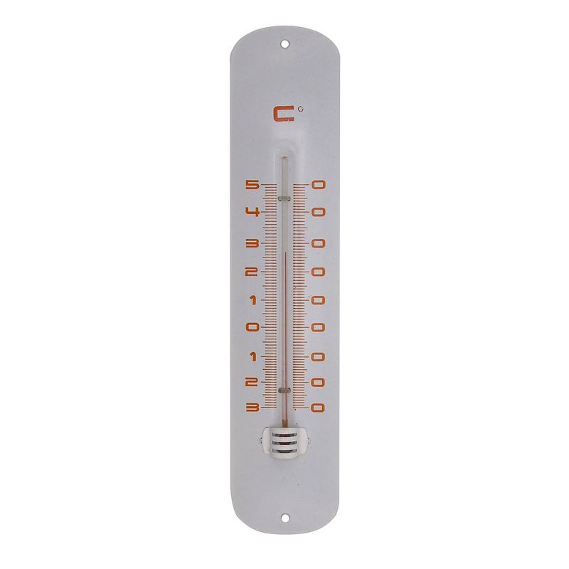 Foto van Nature - muurthermometer metaal wit 30x6,5x1 cm