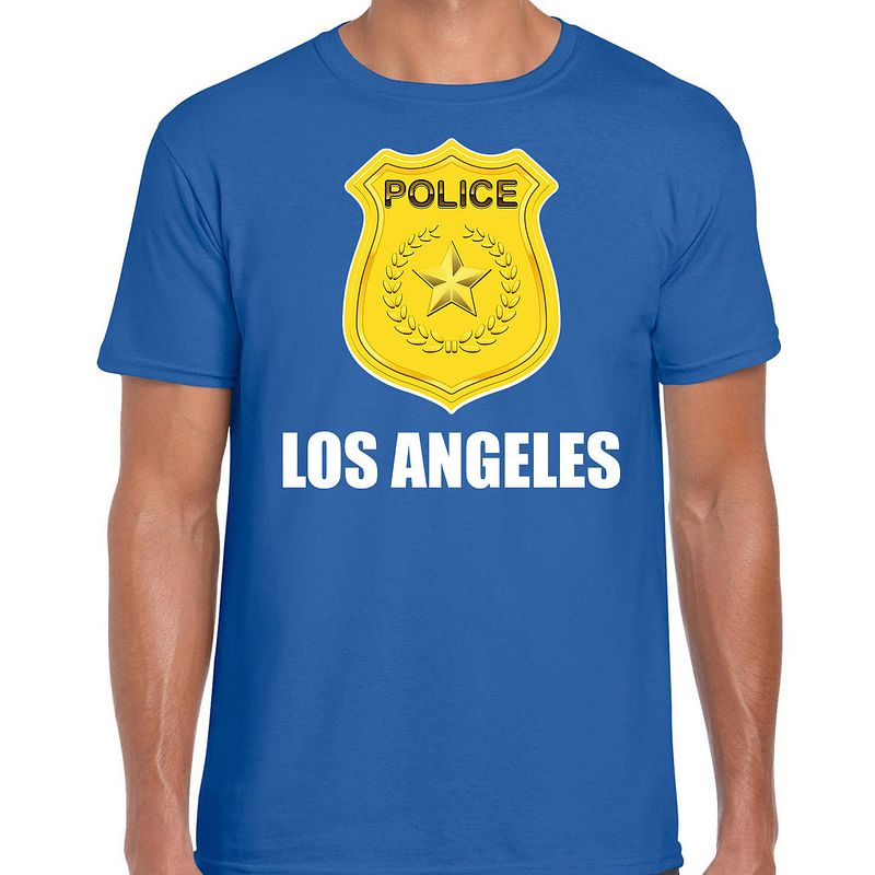 Foto van Los angeles politie / police embleem t-shirt blauw voor heren s - feestshirts