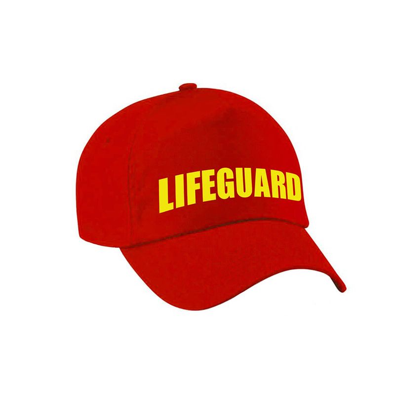 Foto van Carnaval verkleed pet lifeguard / strandwacht rood voor dames en heren - verkleedhoofddeksels