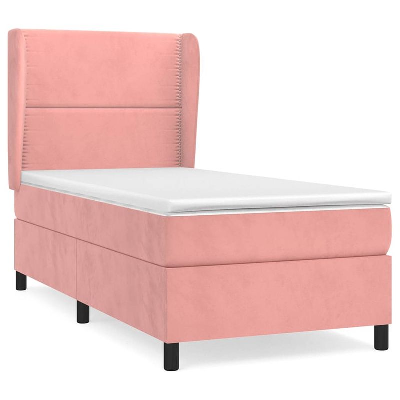 Foto van Vidaxl boxspring met matras fluweel roze 90x200 cm