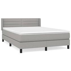 Foto van The living store boxspringbed - lichtgrijs - 203x147x78/88 cm - hoofdbord - pocketvering matras - middelharde