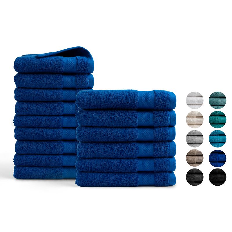 Foto van Seashell hotel handdoekset - 15 stuks - classic blue - setinhoud: (9x) 50x100cm + (6x) 70x140cm