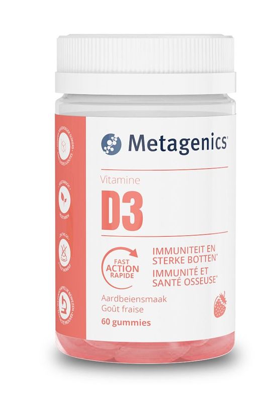 Foto van Metagenics vitamine d3 gummies aardbei