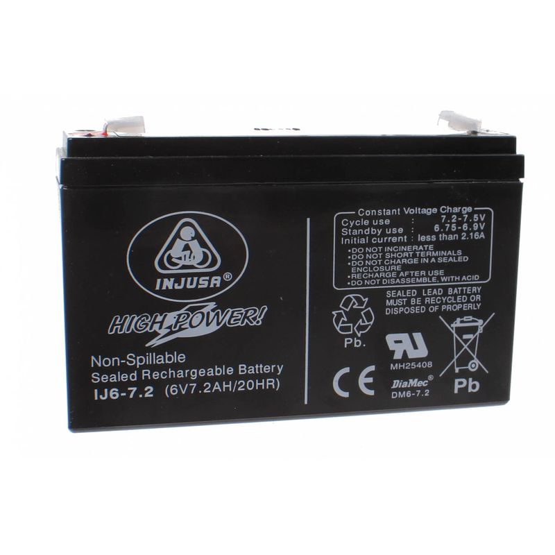 Foto van Injusa oplaadbare batterij high power 6v-7,2 ah zwart