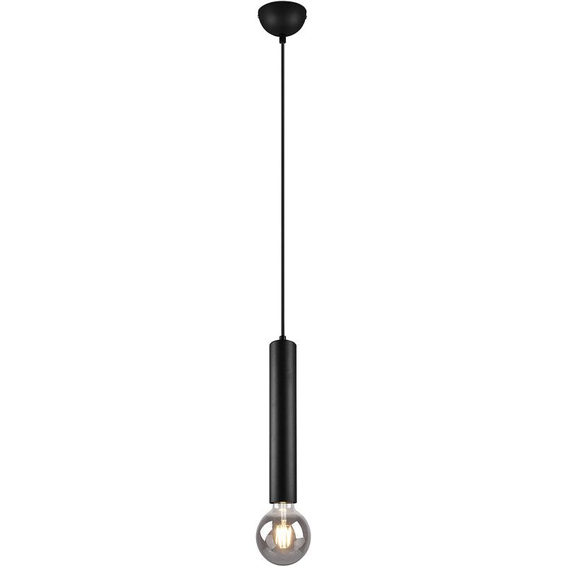 Foto van Led hanglamp - hangverlichting - trion claro - e27 fitting - 1-lichts - rond - mat zwart - aluminium