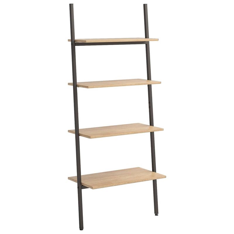 Foto van Vidaxl ladderrek met 4 schappen 64x34x150,5 cm lichtbruin en zwart