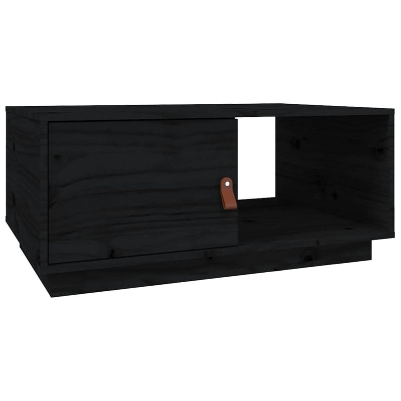 Foto van The living store salontafel - massief grenenhout - 80 x 50 x 35.5 cm - zwart