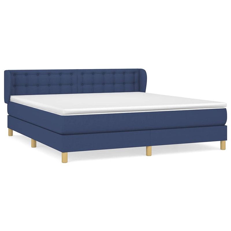 Foto van The living store boxspring bed - pocketvering matras - middelharde ondersteuning - huidvriendelijk topmatras - blauw -