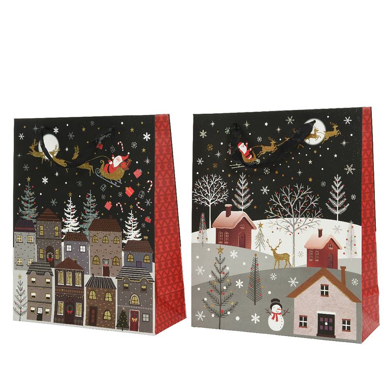 Foto van Decoris - giftbag papier l12b30h42cm zwart a2