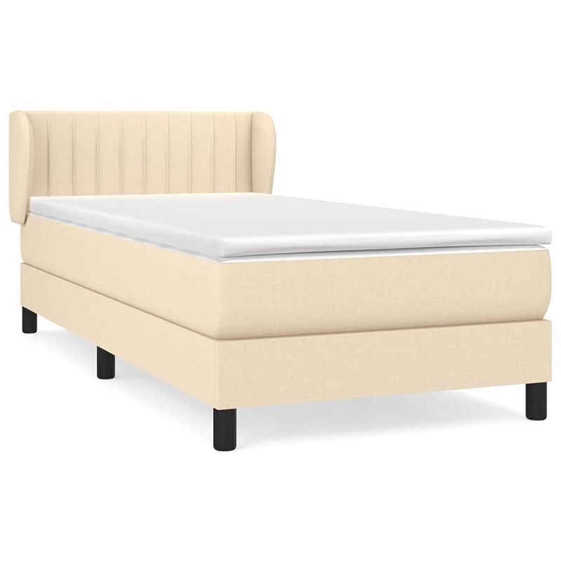 Foto van The living store boxspringbed - crème - 203x103x78/88 cm - pocketvering matras - middelharde ondersteuning -